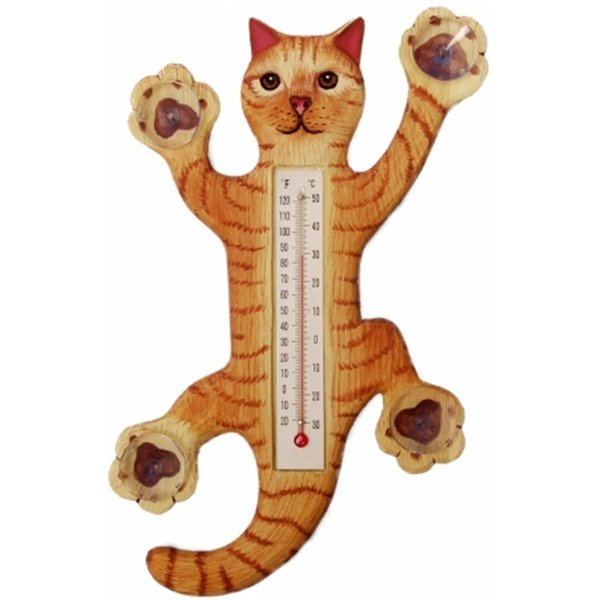 Songbird Essentials Songbird Essentials Climbing Orange Tabby Cat Small Window Thermometer SE2170904